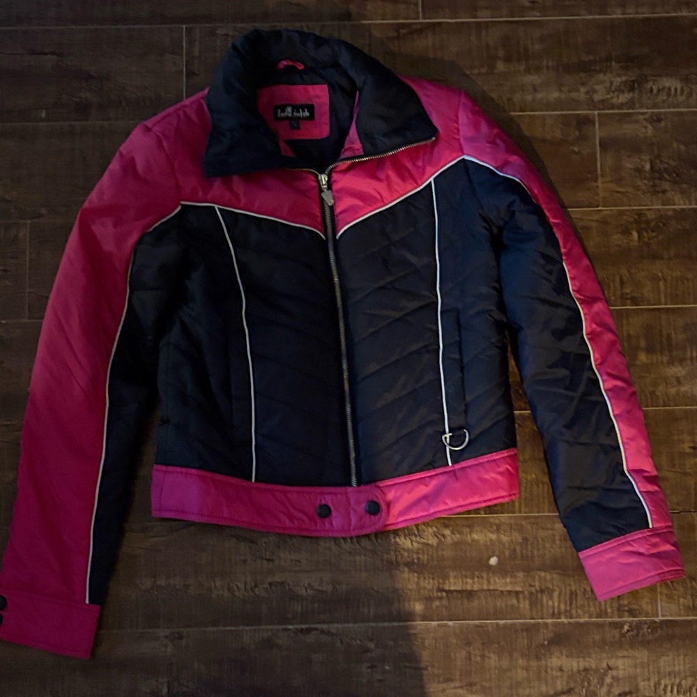 Lady dutch Pink and Black Quilted Ski Jacket